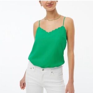 J. crew scalloped Cami top green BNWT new with tags size 14